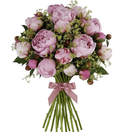Bouquet of Pink Peonies with Alchemilla - Florist London