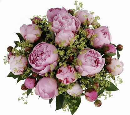 Bouquet of Pink Peonies with Alchemilla - Florist London