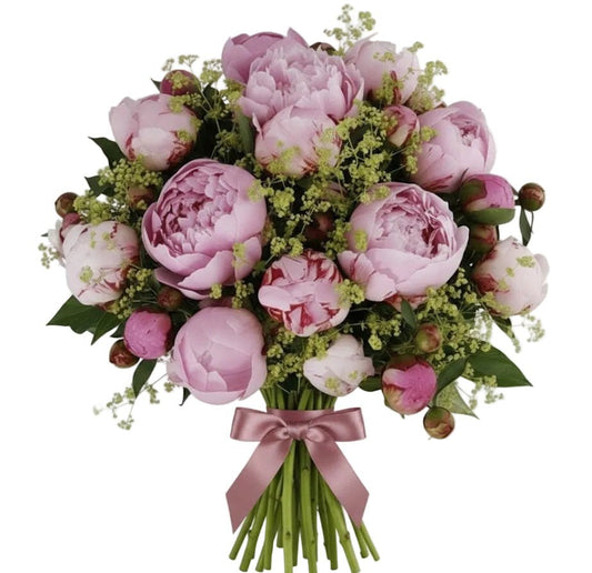 Bouquet of Pink Peonies with Alchemilla - Florist London