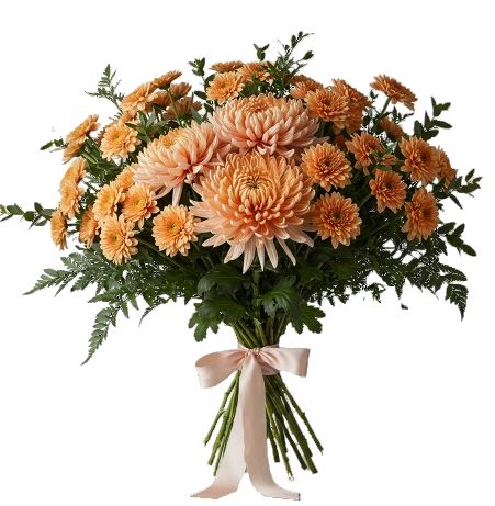 Bouquet of Pretty Peach Chrysanthemum