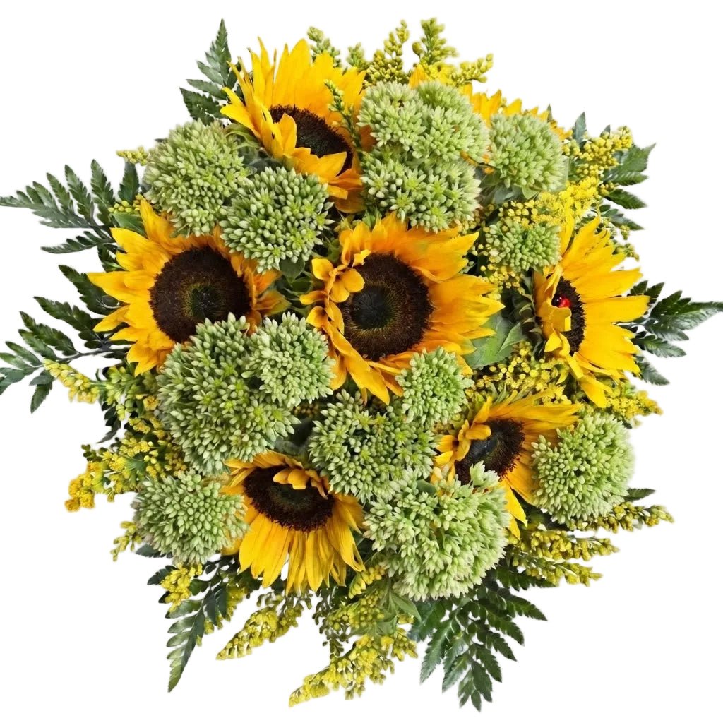Bouquet of Sunflowers with Solidago and Sedum - Florist London