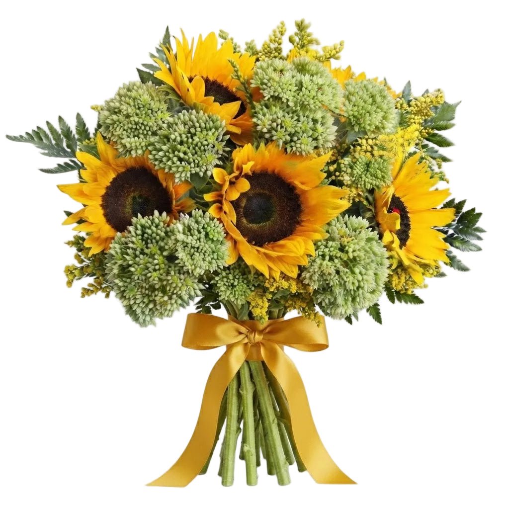 Bouquet of Sunflowers with Solidago and Sedum - Florist London