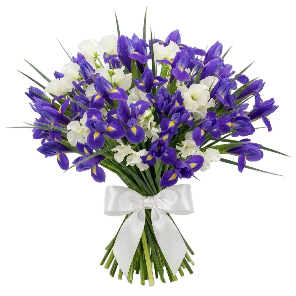 Bouquet of Sweet Peas and Blue Irises - Florist London
