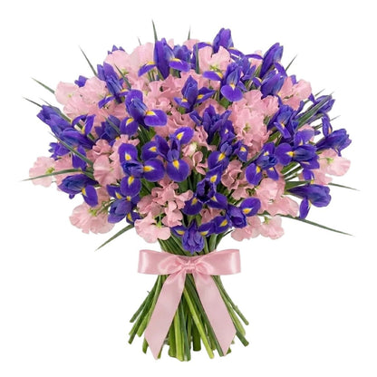 Bouquet of Sweet Peas and Blue Irises - Florist London