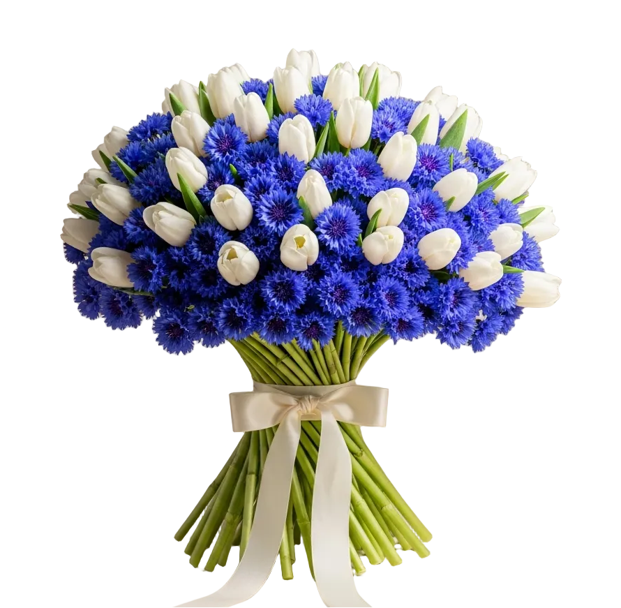 Bouquet of Tulips and Cornflower - Florist London