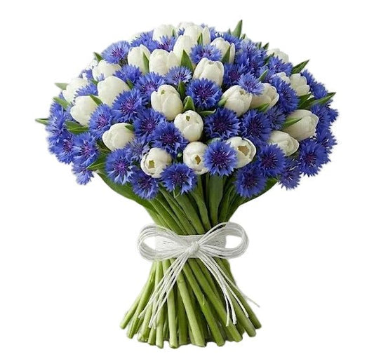 Bouquet of Tulips and Cornflower - Florist London