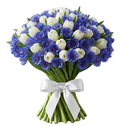 Bouquet of Tulips and Cornflower - Florist London