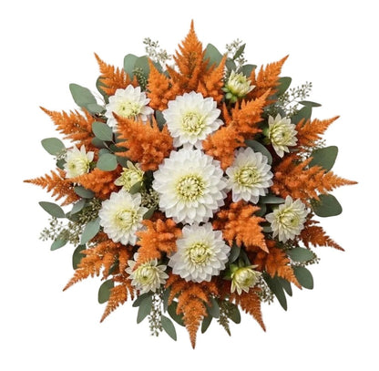Bouquet of White Dahlia and Celosia - Florist London