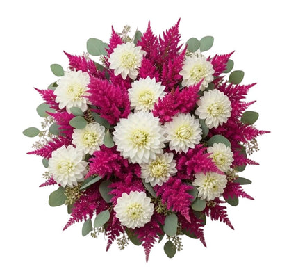 Bouquet of White Dahlia and Celosia - Florist London