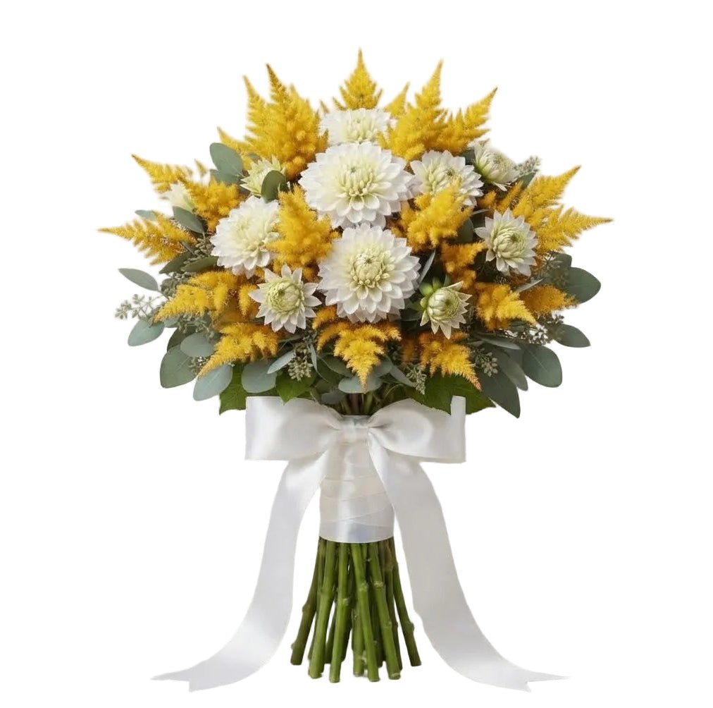 Bouquet of White Dahlia and Celosia - Florist London