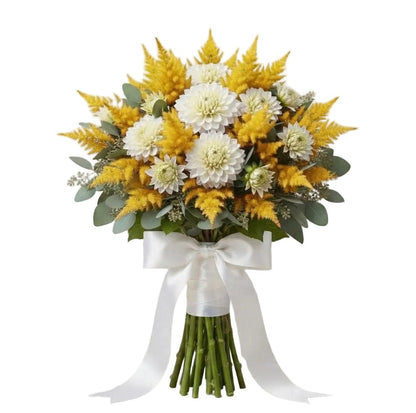 Bouquet of White Dahlia and Celosia - Florist London