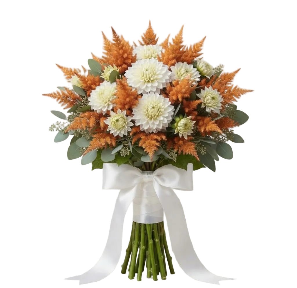 Bouquet of White Dahlia and Celosia - Florist London