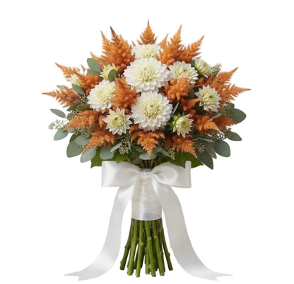 Bouquet of White Dahlia and Celosia - Florist London