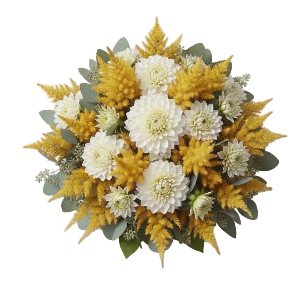 Bouquet of White Dahlia and Celosia - Florist London