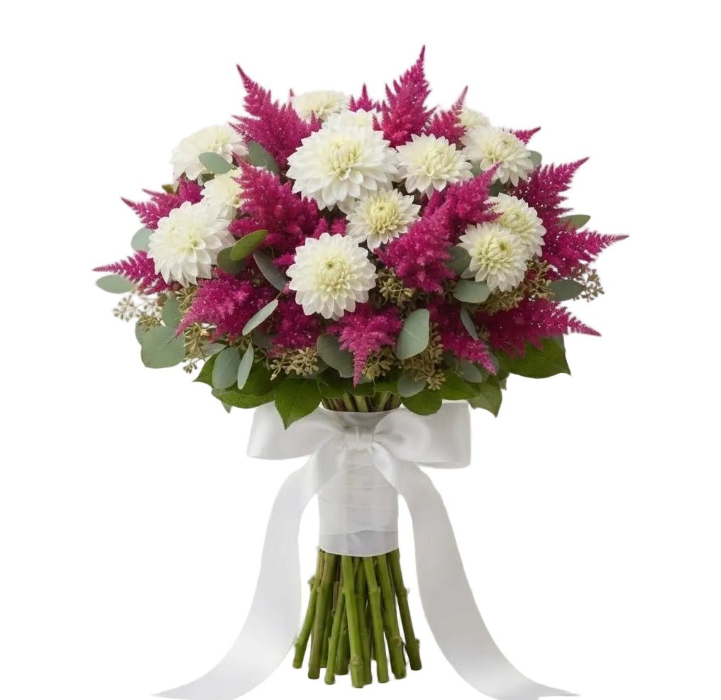 Bouquet of White Dahlia and Celosia - Florist London