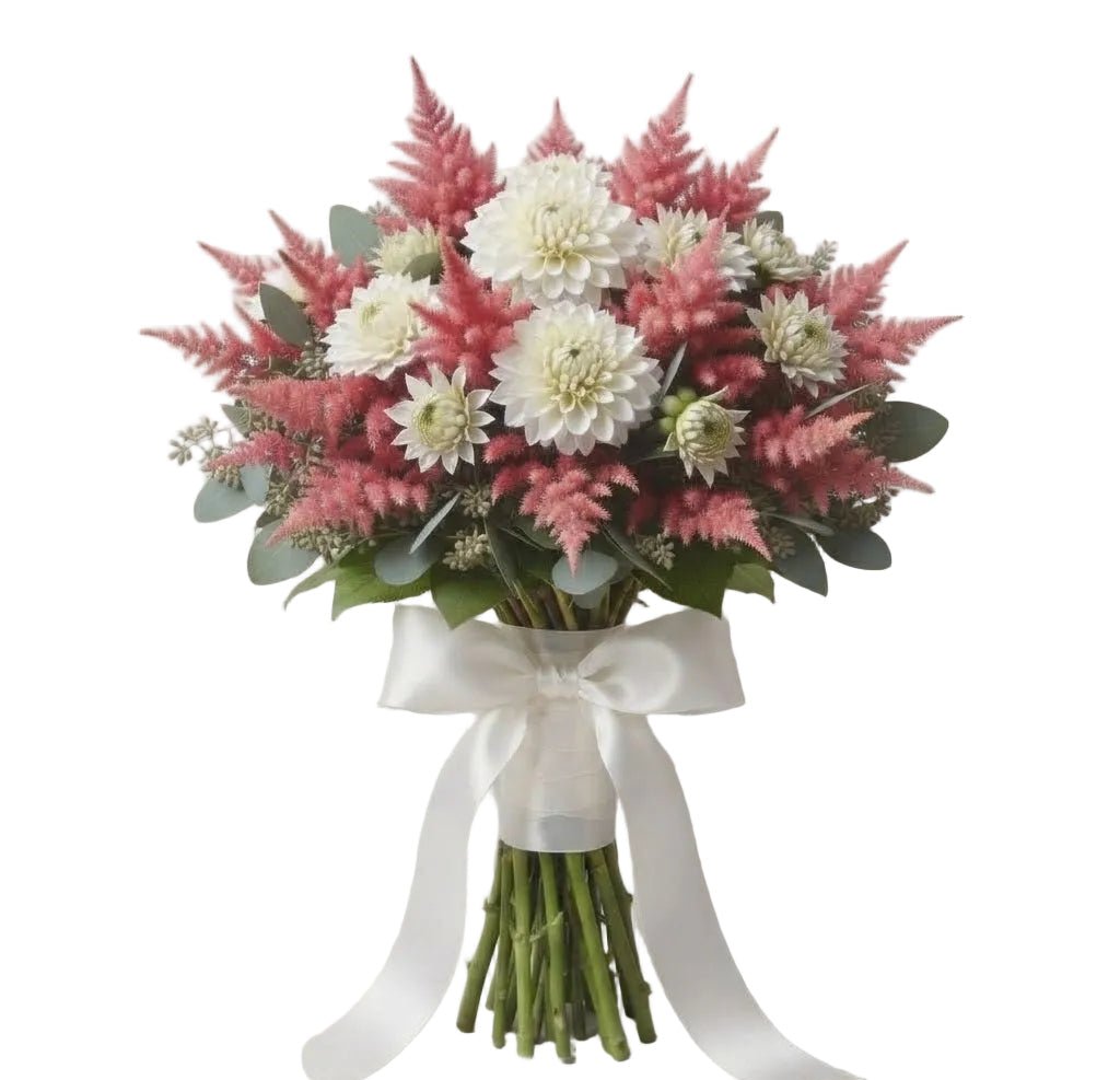 Bouquet of White Dahlia and Celosia - Florist London