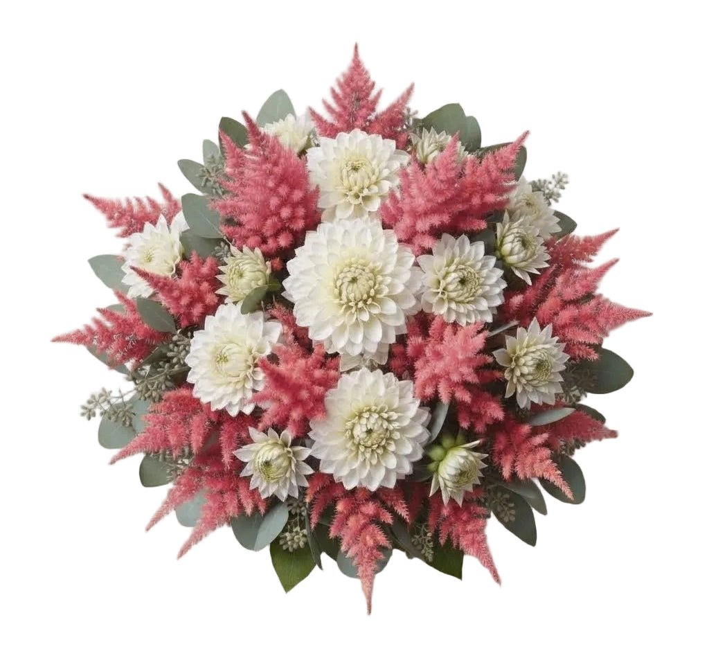 Bouquet of White Dahlia and Celosia - Florist London