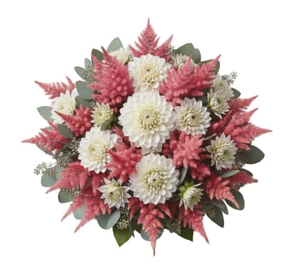 Bouquet of White Dahlia and Celosia - Florist London
