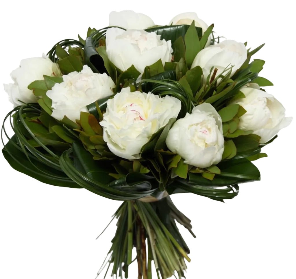 Bouquet of White Peonies in Greenery - Florist London