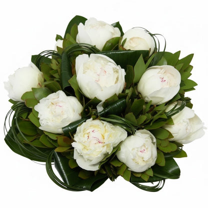 Bouquet of White Peonies in Greenery - Florist London