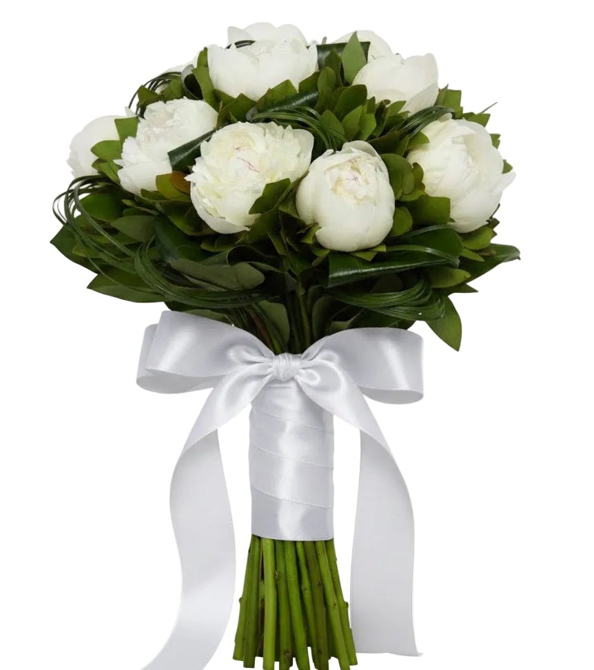 Bouquet of White Peonies in Greenery - Florist London