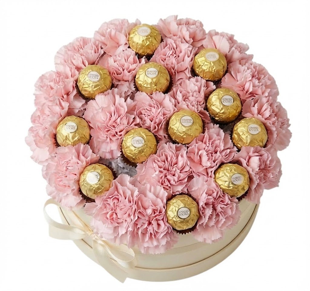 Box of Carnations with Chocolates - Florist London