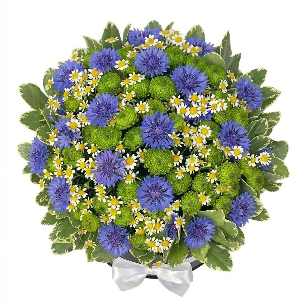 Box of Cornflowers with Santini Chrysanthemum and Daisy - Florist London