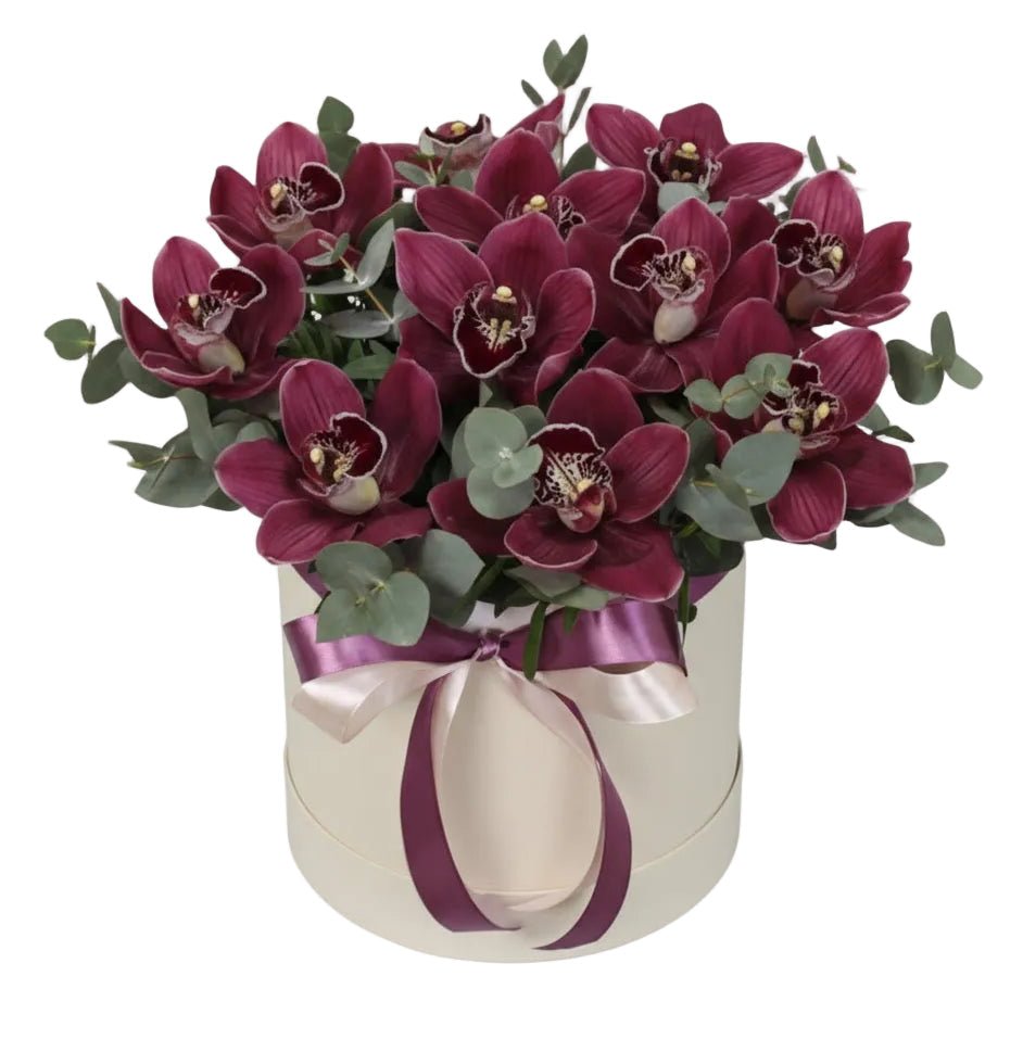 Box of Luxury Cymbidium Orchids with Eucalyptus - Florist London