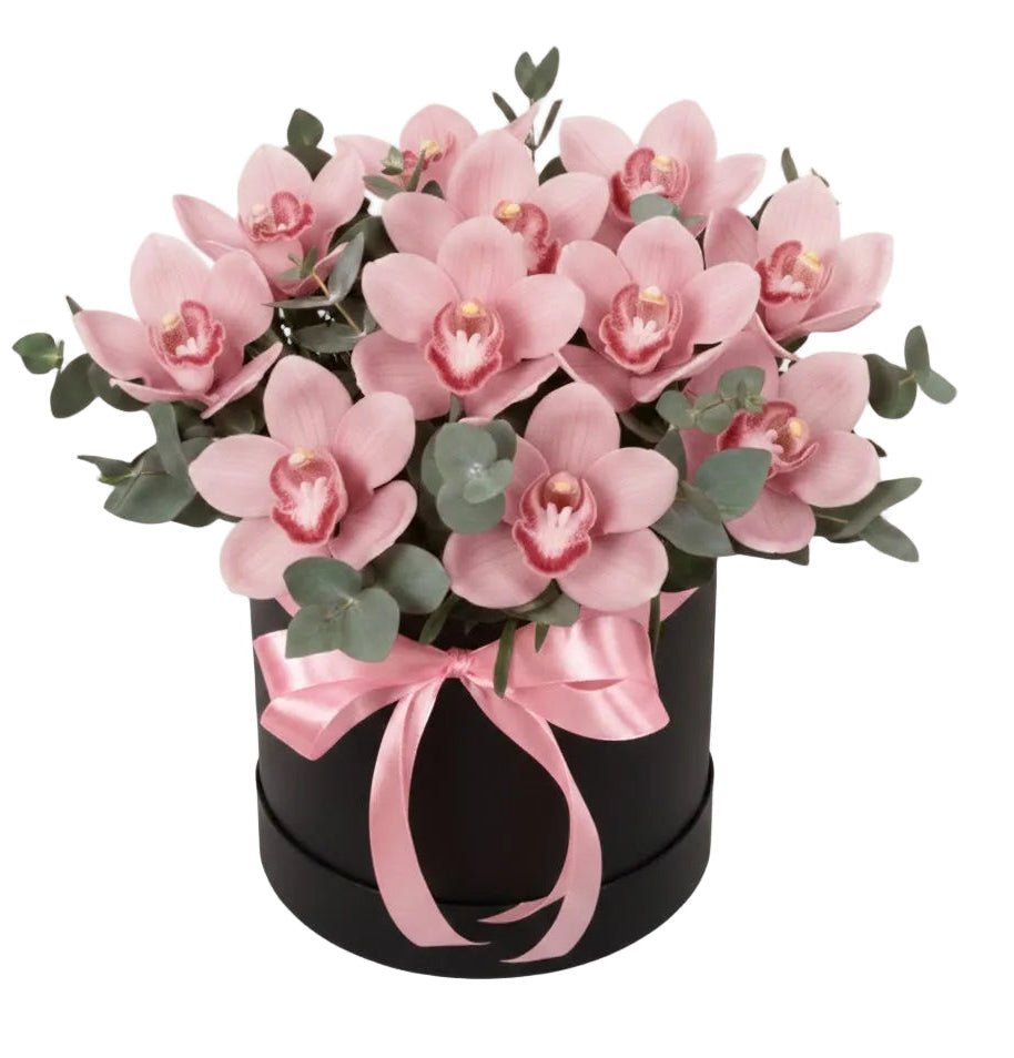 Box of Luxury Cymbidium Orchids with Eucalyptus - Florist London