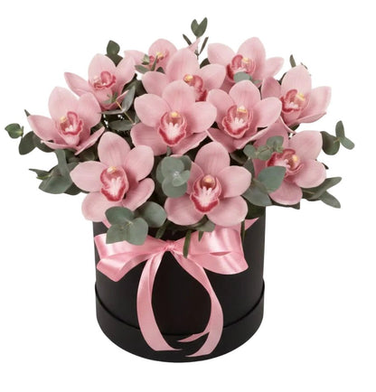 Box of Luxury Cymbidium Orchids with Eucalyptus - Florist London