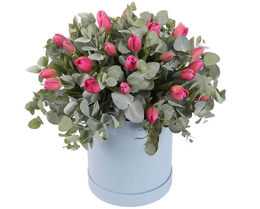 Box of Tulips with Eucalyptus - Florist London