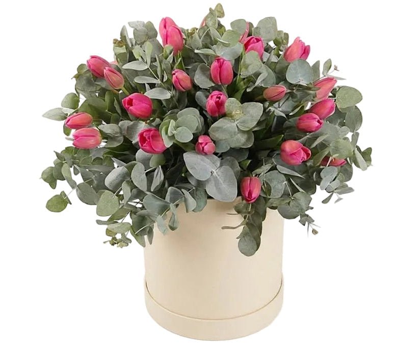 Box of Tulips with Eucalyptus - Florist London