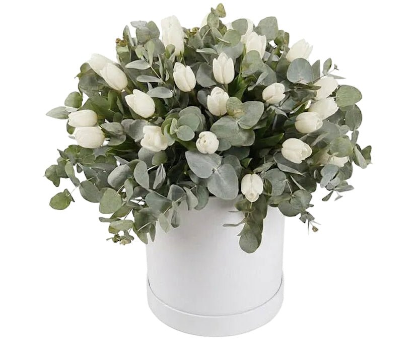 Box of Tulips with Eucalyptus - Florist London
