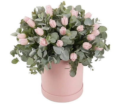 Box of Tulips with Eucalyptus - Florist London