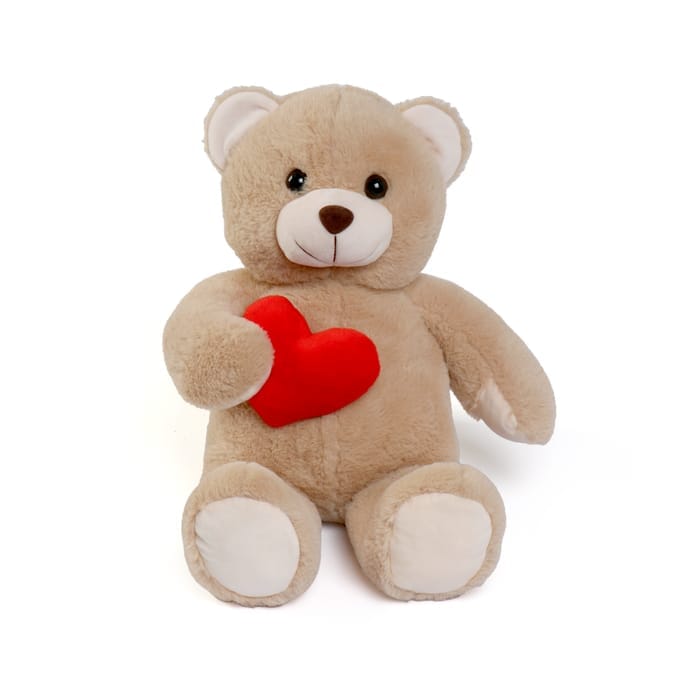 Brown Plush Teddy with Heart 50cm - Florist London