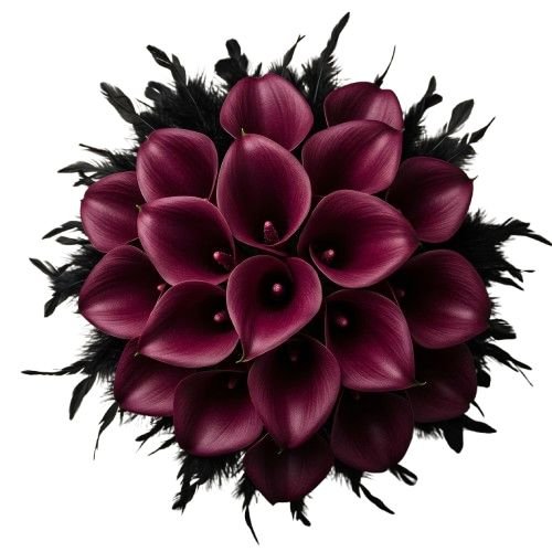 Burgundy Calla Lily and Feathers Bouquet - Florist London