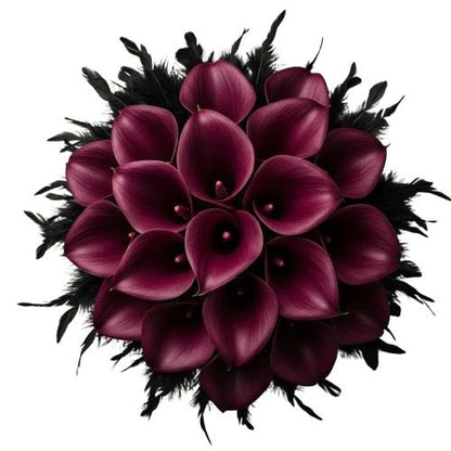 Burgundy Calla Lily and Feathers Bouquet - Florist London