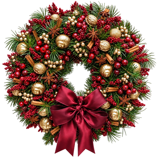 Burgundy Festive Door Wreath - Florist London