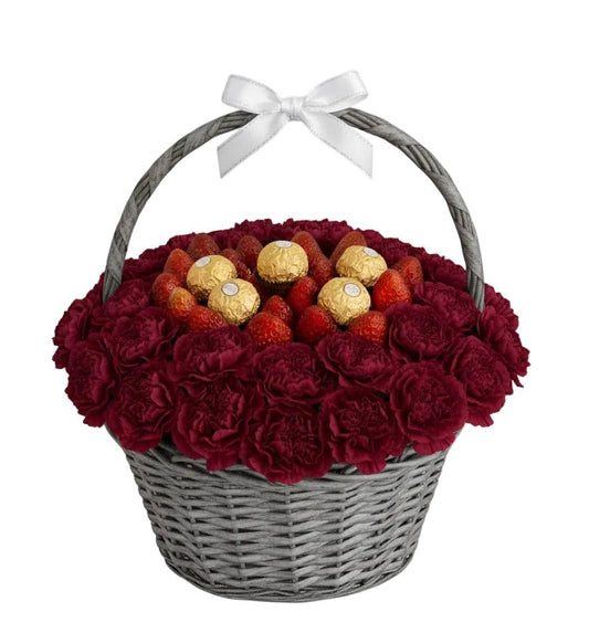 Carnations with Strawberry and Chocolate Hamper - Florist London