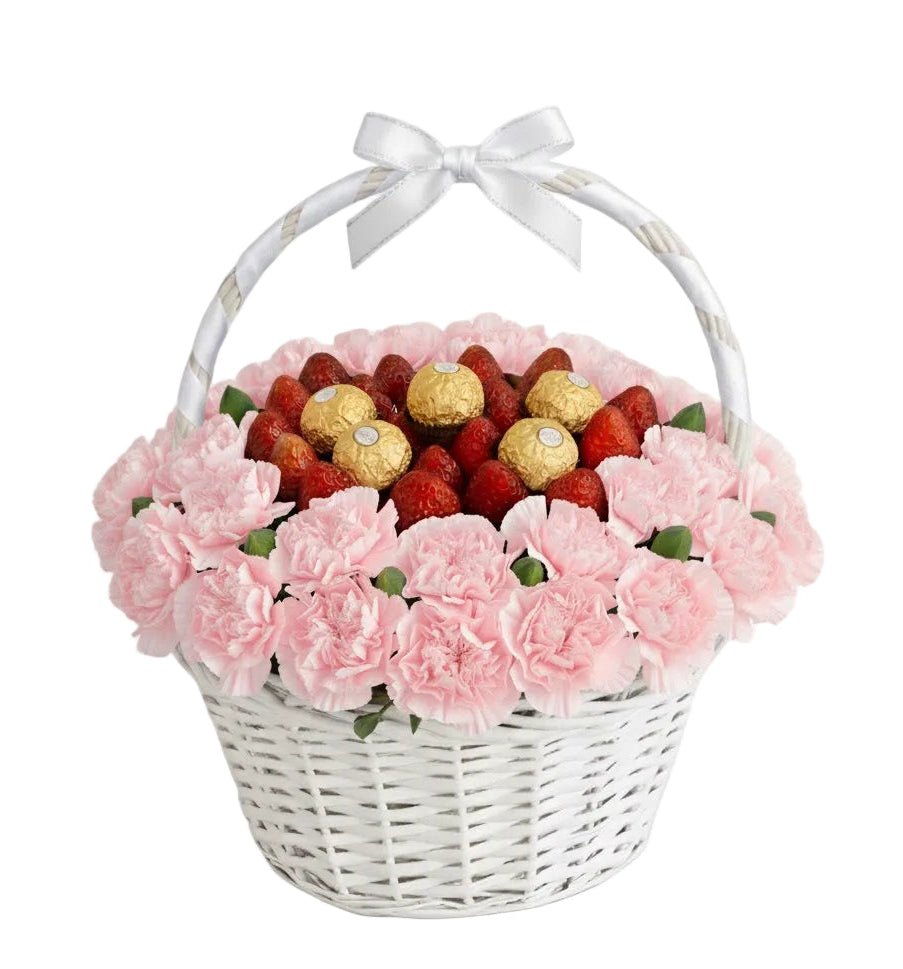 Carnations with Strawberry and Chocolate Hamper - Florist London