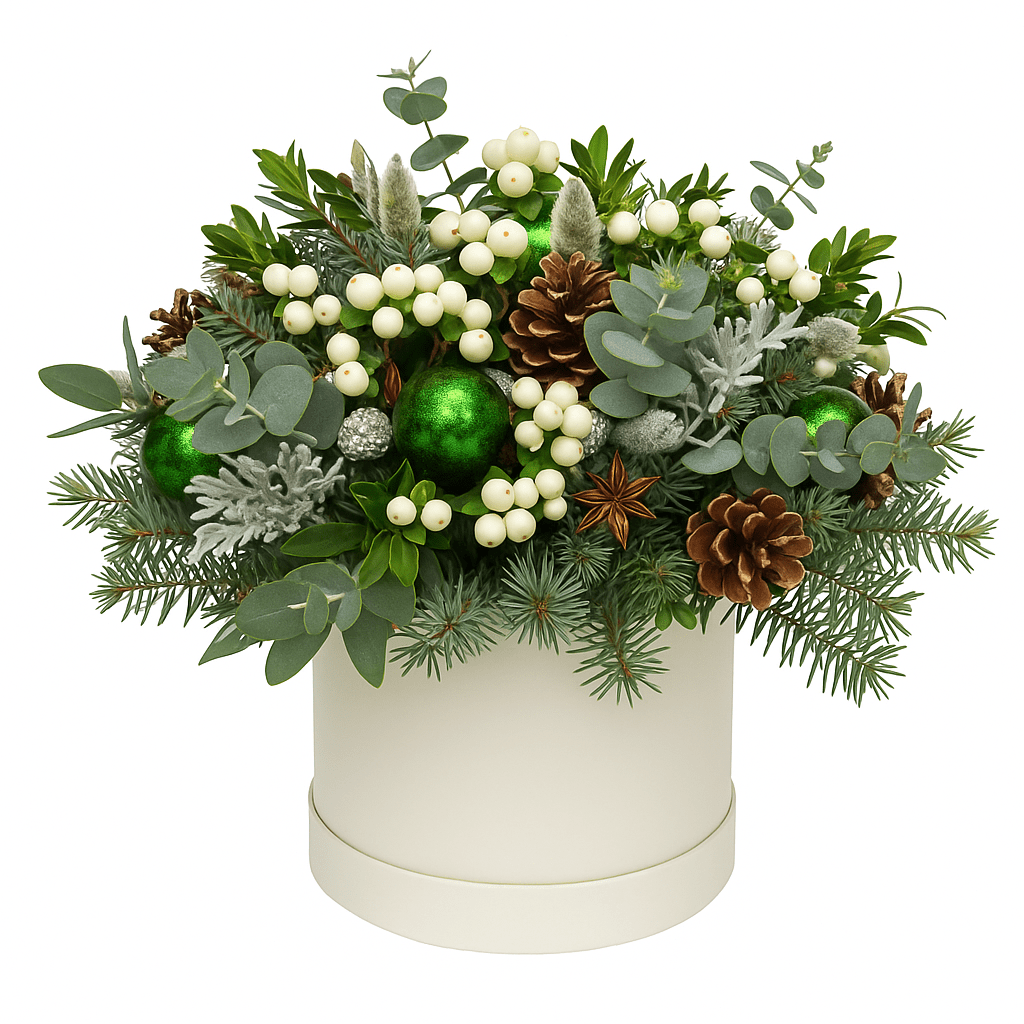Catkins with Decoration Christmas Box - Florist London