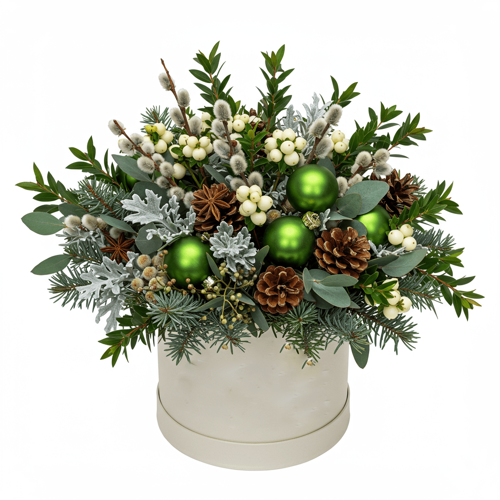 Catkins with Decoration Christmas Box - Florist London