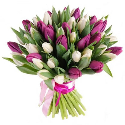 Cerise and White Tulips Bouquet - Florist London