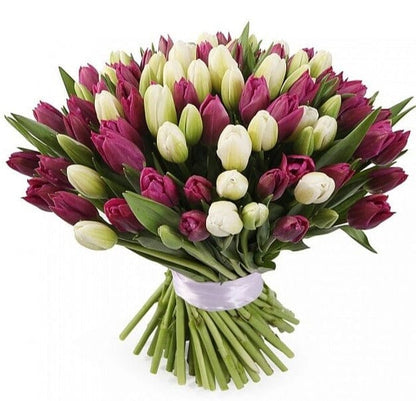 Cerise and White Tulips Bouquet - Florist London