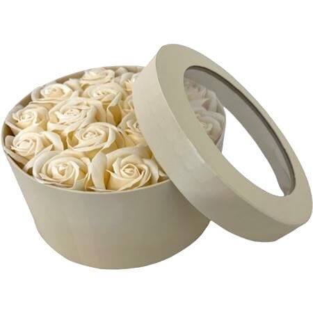 Champagne Scented Forever Roses in White Hat Box – Luxurious Artificial Roses