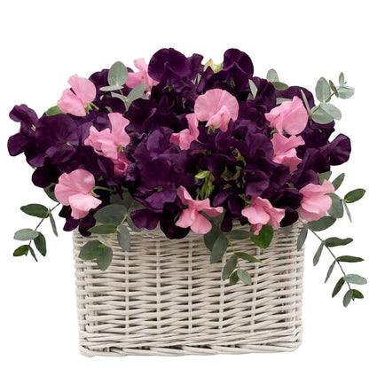 Charming Basket of Sweet Pea with Eucalyptus - Florist London