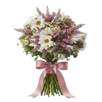 Charming Chrysanthemum and Pink Erica Garden Bouquet - Florist London