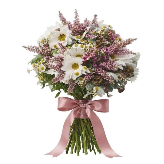 Charming Chrysanthemum and Pink Erica Garden Bouquet - Florist London