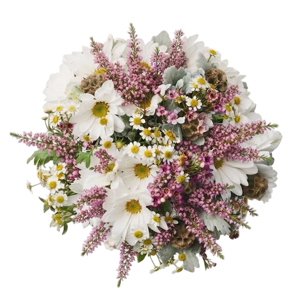 Charming Chrysanthemum and Pink Erica Garden Bouquet - Florist London