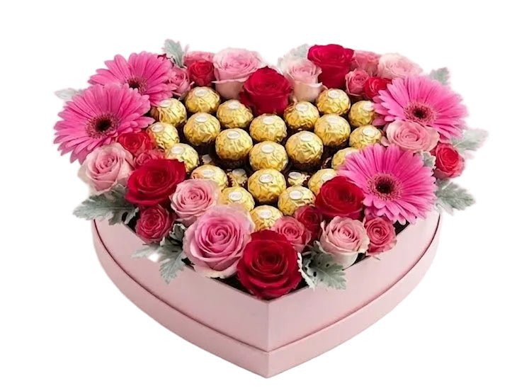 Chocolate Heart in Bloom Box - Florist London